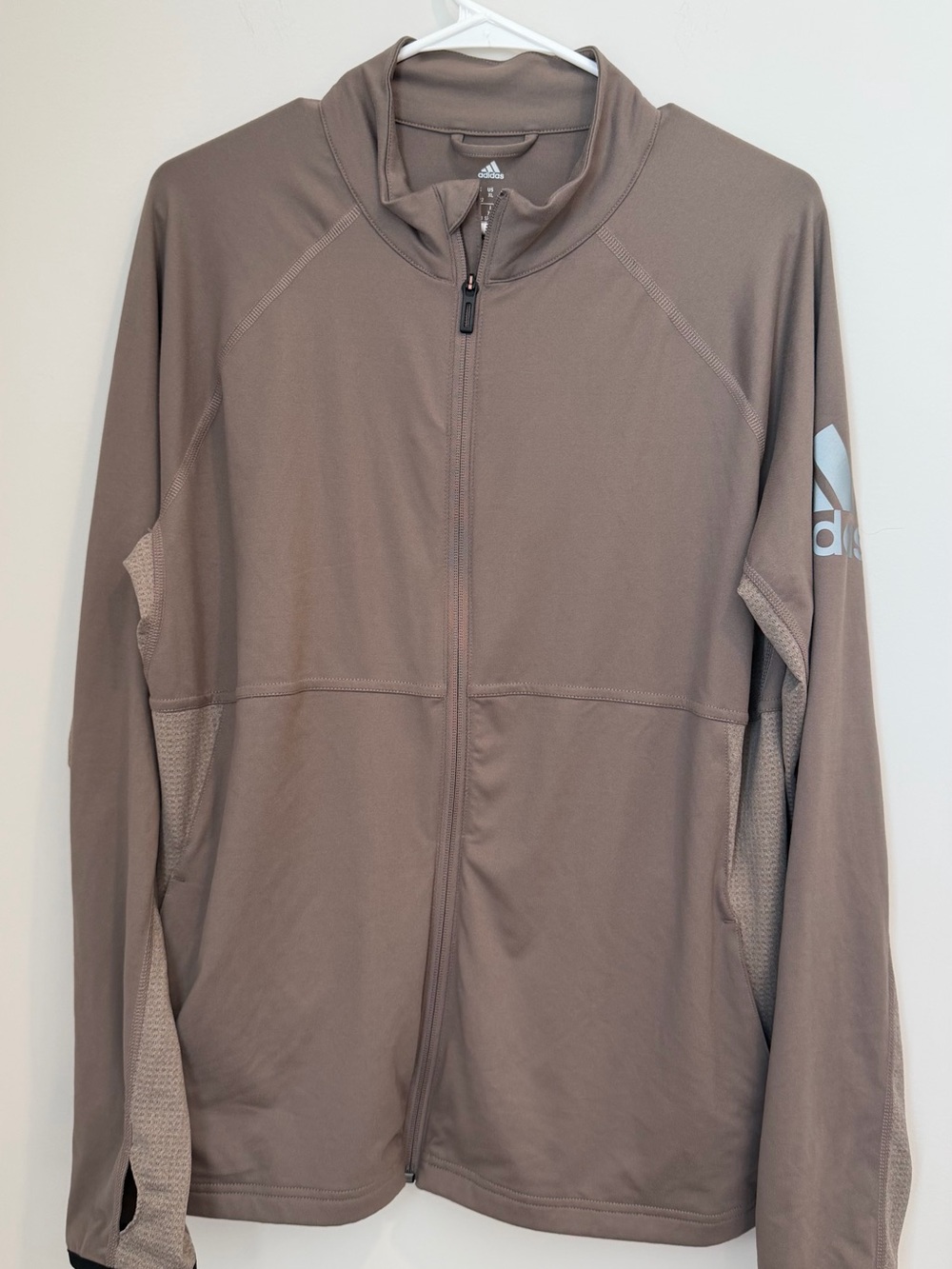 Adidas Full-Zip Athletic Jacket in Taupe